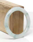Baikalla Natural Icy Blue-Green Flowers Jadeite Jade "Traditional Full Round" Bangle Bracelet (53.8mm)
