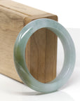 Baikalla Natural Blue-Green & Yellow-Green Patch Jadeite Jade "Half Round" Bangle Bracelet (53.1mm)