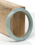 Baikalla Natural Oil-Green Jadeite Jade "Half Round" Bangle Bracelet (55.9mm)