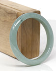 Baikalla Natural Oil-Green Jadeite Jade "Half Round" Bangle Bracelet (55.9mm)