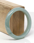 Baikalla Natural Oil-Green Jadeite Jade "Half Round" Bangle Bracelet (55.9mm)
