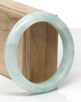 Baikalla Natural Green Jadeite Jade "Half Round" Bangle Bracelet (58mm)