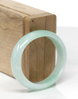 Baikalla Natural Icy Light Green Jadeite Jade Oval Bangle Bracelet (53.8mm)
