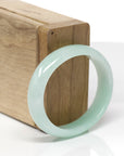 Baikalla Natural Icy Light Green Jadeite Jade Oval Bangle Bracelet (53.8mm)