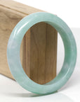 Baikalla Natural Blue-Green Jadeite Jade "Half Round" Bangle Bracelet (59.1mm)