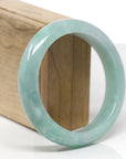 Baikalla Natural Blue-Green Jadeite Jade "Half Round" Bangle Bracelet (59.1mm)