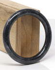 Baikalla Natural Black Wuji Jadeite Jade "Traditional Round" Bangle Bracelet (57.5mm)