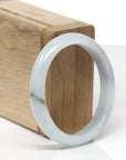 Baikalla Natural Light Blue-Green Jadeite Jade "Oval" Bangle Bracelet (54mm)