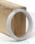 Baikalla Natural Green & Light Grey-Lavender Jadeite Jade "Oval" Bangle Bracelet (55.7mm)