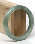 Baikalla Natural Oil-Green Jadeite Jade "Half Round" Bangle Bracelet (58.9mm)