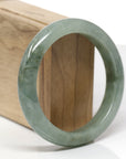 Baikalla Natural Oil-Green Jadeite Jade "Half Round" Bangle Bracelet (58.9mm)
