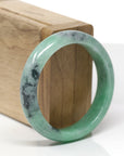 Baikalla Natural Vibrant Forest-Green Jadeite Jade "Half Round" Bangle Bracelet (53.1mm)