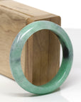 Baikalla Natural Vibrant Forest-Green Jadeite Jade "Half Round" Bangle Bracelet (53.1mm)