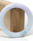 Baikalla Natural Light Blue-Green & Lavender Jadeite Jade "Traditional Round" Bangle Bracelet (57.9mm)