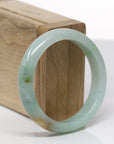 Baikalla Natural Green & Yellow-Brown Patch Jadeite Jade "Half Round" Bangle Bracelet (54.3mm)