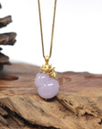 Baikalla "Hulu" 18K Yellow Gold Lavender Jadeite Jade Pendant W/ Diamonds & Fox Bail