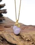 Baikalla "Hulu" 18K Yellow Gold Lavender Jadeite Jade Pendant W/ Diamonds & Fox Bail