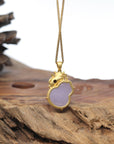 Baikalla "Hulu" 18K Yellow Gold Lavender Jadeite Jade Pendant W/ Diamonds & Fox Bail