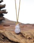 Baikalla "Hulu" 18K Yellow Gold Lavender Jadeite Jade Pendant W/ Diamonds & Leaf Bail