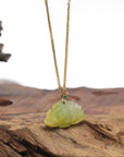 Baikalla Jadeite Jade Lotus Pendant W/ 18K Yellow Gold Butterfly Bail