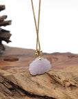 Baikalla Lavender Lotus Jadeite Jade Pendant W/ 18K Yellow Gold Butterfly Bail
