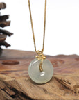 Baikalla "Ping An Kou" Icy Green Jadeite Jade Pendant With 18K Yellow Gold Bail & Diamonds