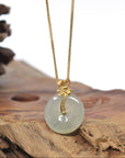 Baikalla "Ping An Kou" Icy Green Jadeite Jade Pendant With 18K Yellow Gold Bail & Diamonds