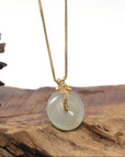 Baikalla "Ping An Kou" Icy Green Jadeite Jade Pendant With 18K Yellow Gold Bail & Diamonds