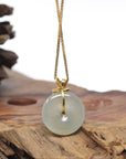 Baikalla "Ping An Kou" Icy Green Jadeite Jade Pendant With 18K Yellow Gold Bail & Diamonds