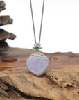 Baikalla Genuine Icy Lavender Jadeite Jade "RuYi" (As You Wish) Pendant W/ 18K White Gold Bail