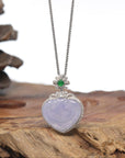 Baikalla Genuine Icy Lavender Jadeite Jade "Ruyi" (As You Wish) Pendant W/ 18K White Gold Bail