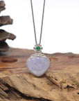 Baikalla Genuine Icy Lavender Jadeite Jade "RuYi" (As You Wish) Pendant W/ 18K White Gold Bail