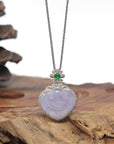 Baikalla Genuine Icy Lavender Jadeite Jade "Ruyi" (As You Wish) Pendant W/ 18K White Gold Bail