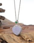 Baikalla Genuine Icy Lavender Jadeite Jade "Ruyi" (As You Wish) Pendant W/ 18K White Gold Bail