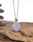 Baikalla Genuine Icy Lavender Jadeite Jade "RuYi" (As You Wish) Pendant W/ 18K White Gold Bail