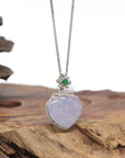 Baikalla Genuine Icy Lavender Jadeite Jade "Ruyi" (As You Wish) Pendant W/ 18K White Gold Bail