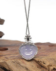 Baikalla Genuine Icy Lavender Jadeite Jade "Ruyi" (As You Wish) Pendant W/ 18K White Gold Bail