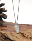 18K White Gold Necklace Ice Leaf Jadeite Jade Pendant Necklace W/ Natural Diamonds