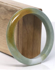 Baikalla Natural Rich Green w/ Yellow Patch Jadeite Jade Bangle Bracelet (59mm)