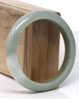 Baikalla Natural Rich Green w/ Yellow Patch Jadeite Jade Bangle Bracelet (59mm)