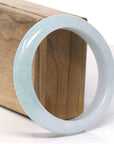 Baikalla Natural Icy Light Apple Green Color Jadeite Jade Bangle Bracelet (58.5mm)