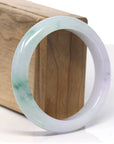 Baikalla Natural High End Icy Green Flower & Lavender Jadeite Jade Bangle Bracelet (57.6mm)