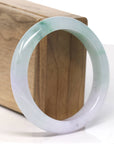 Baikalla Natural High End Icy Green Flower & Lavender Jadeite Jade Bangle Bracelet (57.6mm)