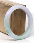 Baikalla Natural High End Icy Green Flower & Lavender Jadeite Jade Bangle Bracelet (57.6mm)