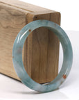 Baikalla Natural Icy Blue Flower with "SaJin" (Gold Dust) Smooth Jadeite Jade Bangle Bracelet (53mm)