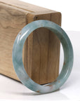 Baikalla Natural Icy Blue Flower with "SaJin" (Gold Dust) Smooth Jadeite Jade Bangle Bracelet (53mm)