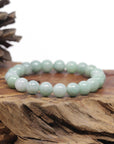 Baikalla Apple-Green Genuine Jadeite Jade Round Bead Bracelet (9.5mm)