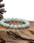 Baikalla Apple-Green Genuine Jadeite Jade Round Bead Bracelet (9.5mm)