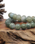Baikalla Natural Green Jadeite Jade Round Bead Bracelet (13mm)