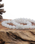 Baikalla Natural Icy Jadeite Jade Round Bead Bracelet (7.5mm)